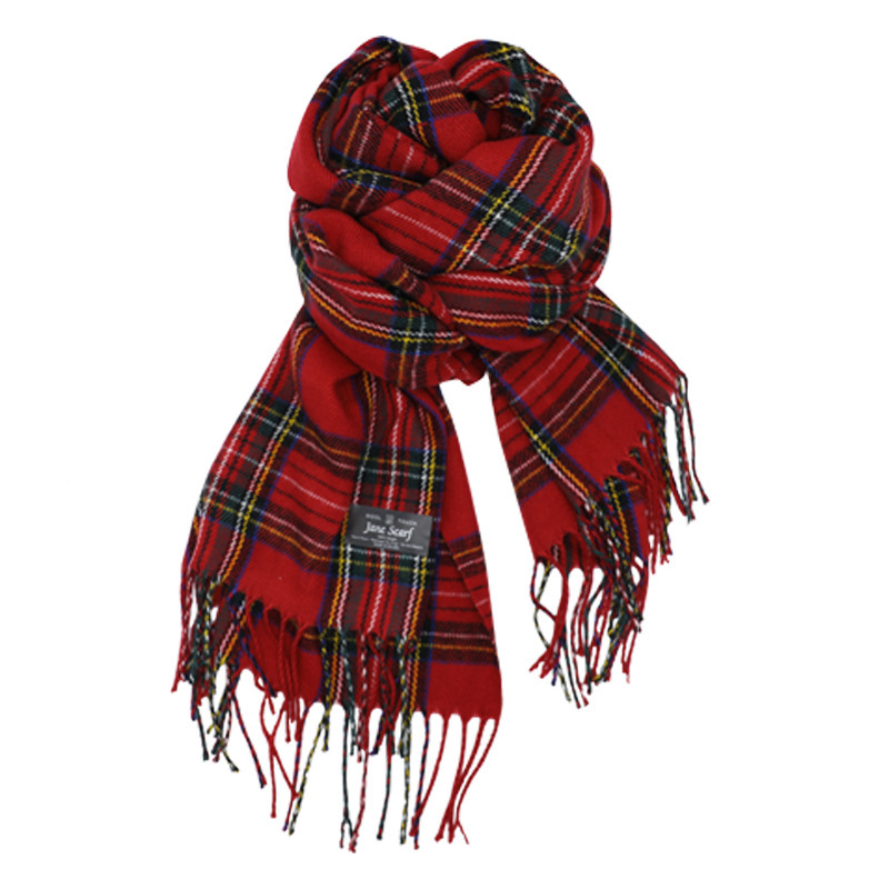 Red plaid scarf for women winter new Korean version all-match imitation cashmere warm animal year shawl scarf