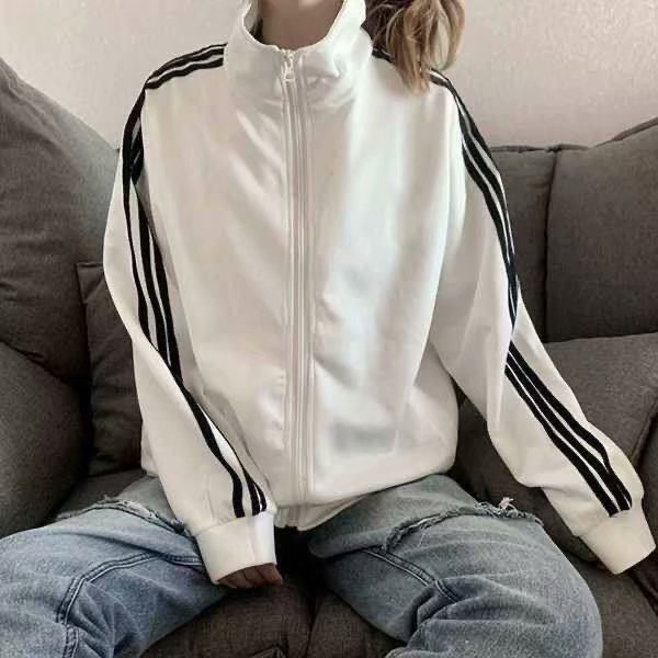 Sports Baseball uniform spring and summer new three bars coat female Korean thin jacket student black female loose bf fashion