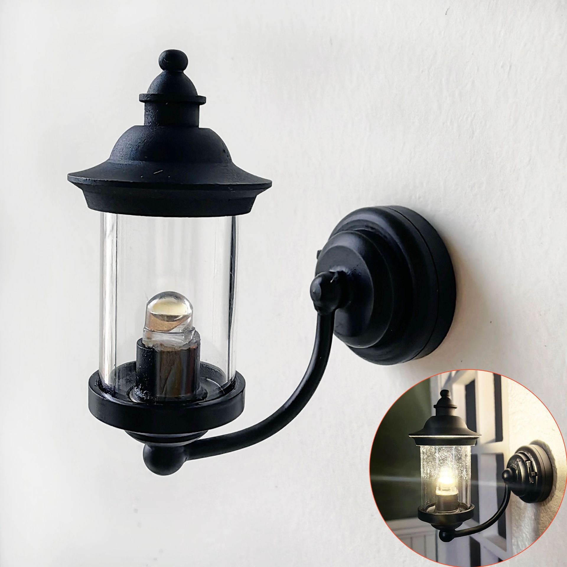 Mini miniature wall lamp model 12 points 6 points BJD doll house accessories scene props battery lights can be lit