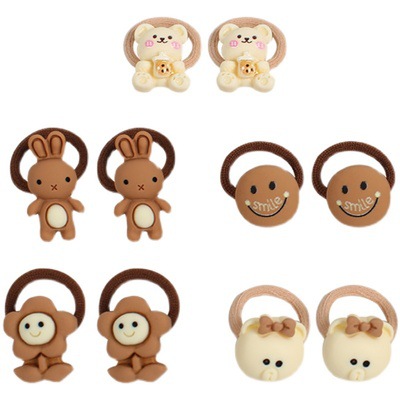 Baby cute small size thumb hair band Internet celebrity milk brown hair tie rope children do not hurt hair elastic rubber band hair accessories