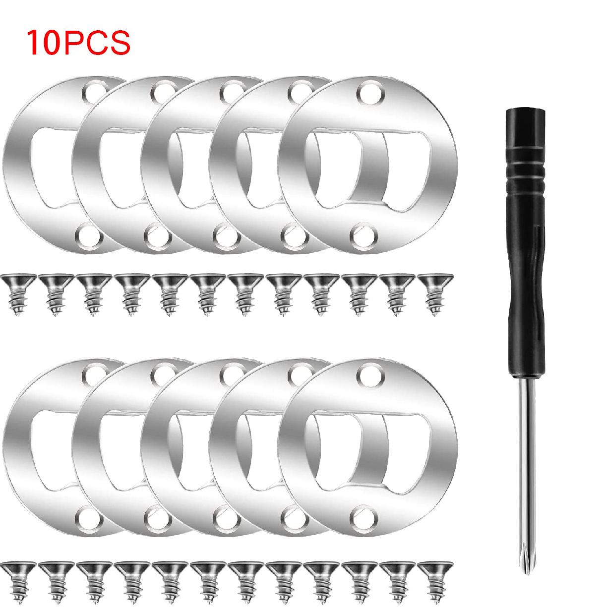 10PCS DIY開瓶器製作配件40MM圓形鉻鐵開瓶器固定器帶螺絲和起子