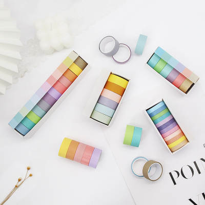 Wheat youth macaron and paper tape solid color DIY decorative stickers 3 boxed 12-color journal tape material