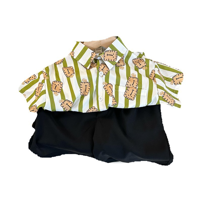 2024 Summer new children's floral shirt short-sleeved boys and girls Sanya baby Hawaiian seaside holiday clothes