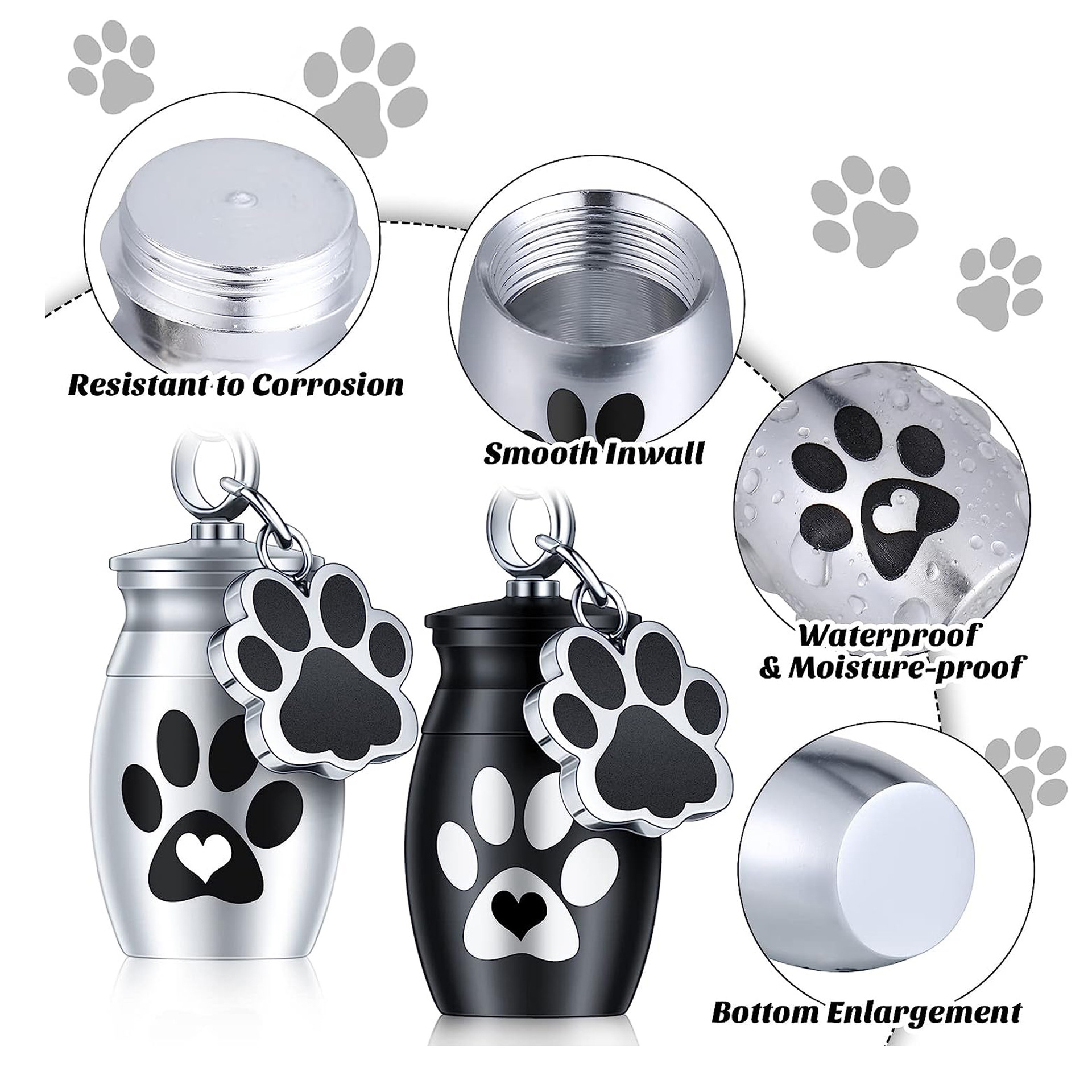 Pet Cat Dog Engraved Photo Bone Cage Tooth Hair Bottle Souvenir Keychain Pendant Engraving