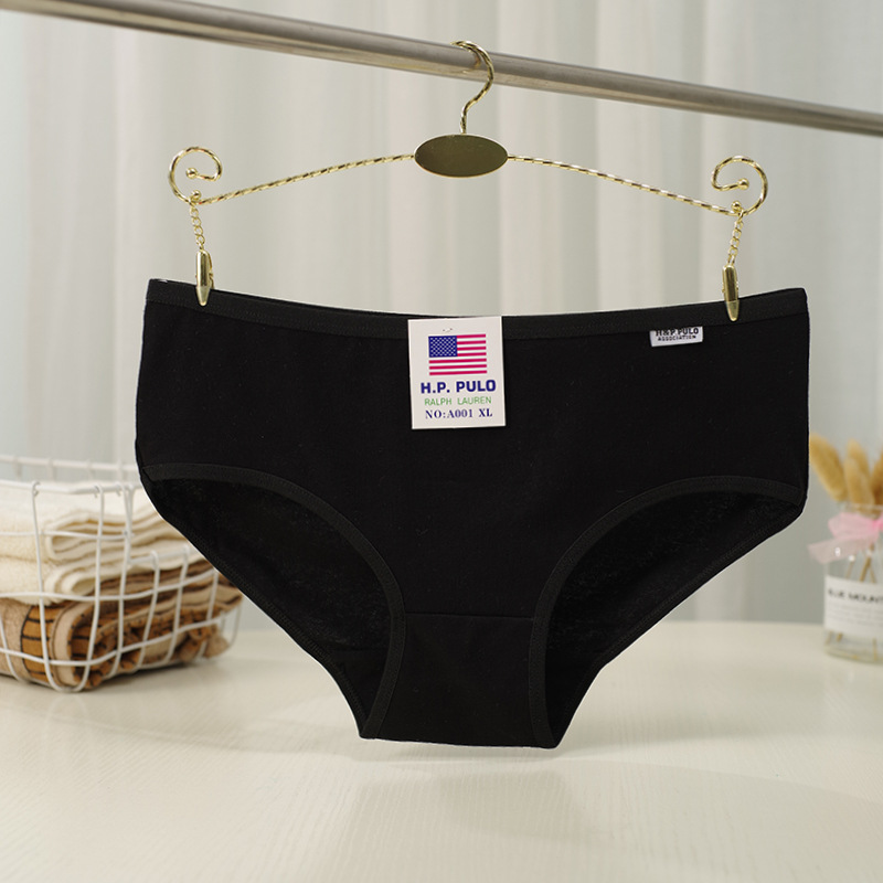 Factory wholesale a001 women's underwear pure cotton simple black white gray series girl briefs plus size women's underwear
