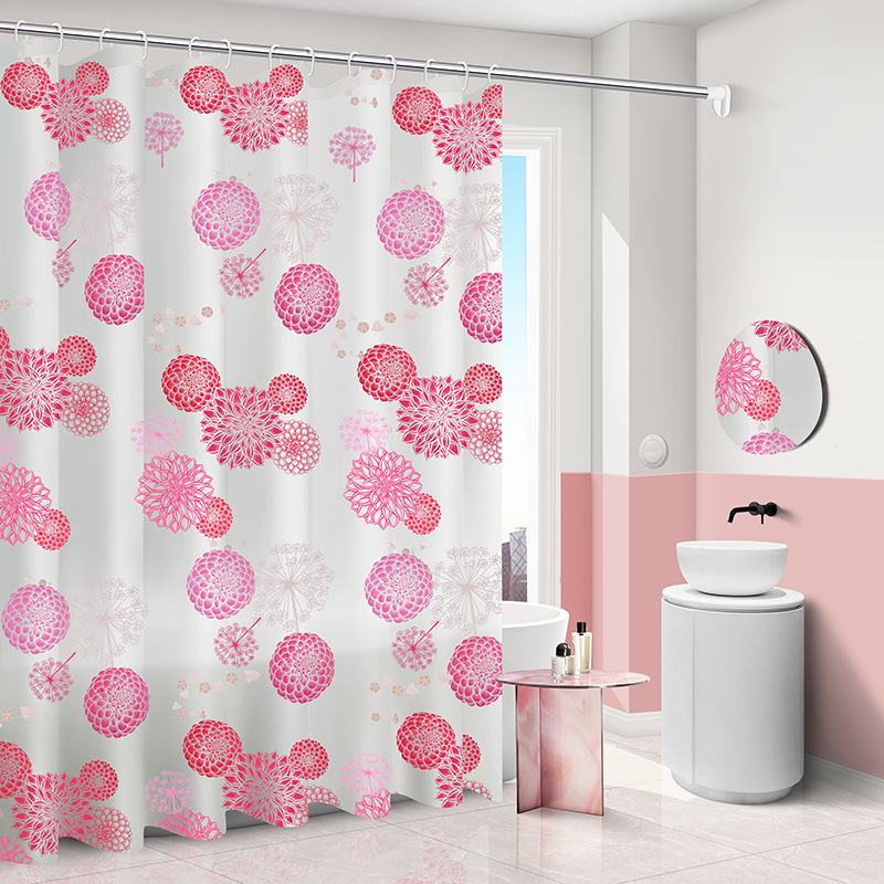 Flowers and Flowers for Bathroom Thickened Shower Curtain Cloth Shower Curtain Set Punch-free Bathroom Partition Curtain Door Curtain Window Curtain