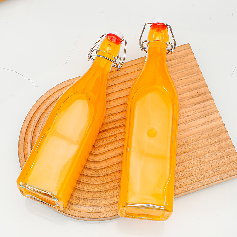 Transparent Glass Enzyme Bottle Amazon Snap Glass Juice Liquor Bottle Factory Wholesale Thickened Glass Sealed Bottle