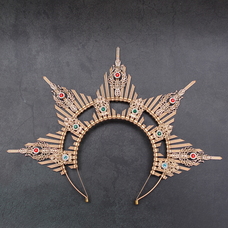 Cross-border Amazon Our Lady Goddess Halo Hair Band Headwear Funny Exaggerated Crown Halloween Witch Dress Up Hair Accessories