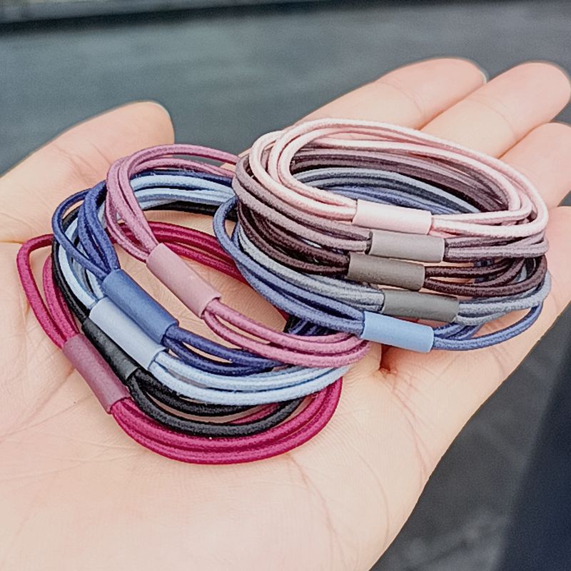 Three-line one Korean version of small fresh black three-in-one hair ring color head rope high elastic base rubber band hair rope