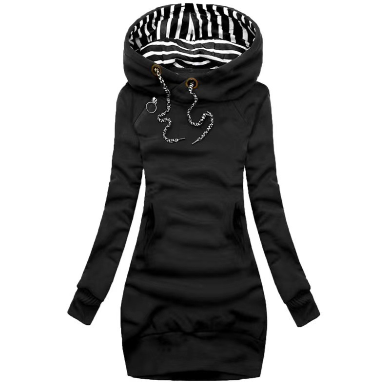 2022 Cross-border Mid-length Women's New Slim-fit Sweater Women's Slimming Casual Autumn and Winter Fashion Hooded Coat Women's Clothing