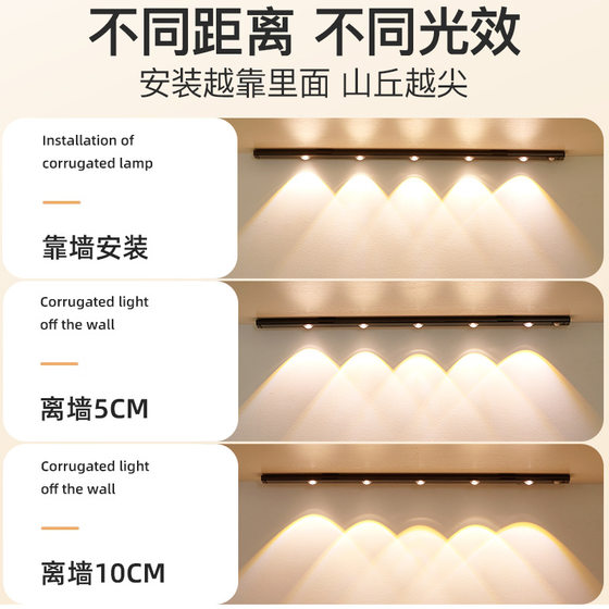Smart led human body induction light ultra-thin cat's eye hill light bar charging self-adhesive wardrobe wine cabinet cabinet light cross-border
