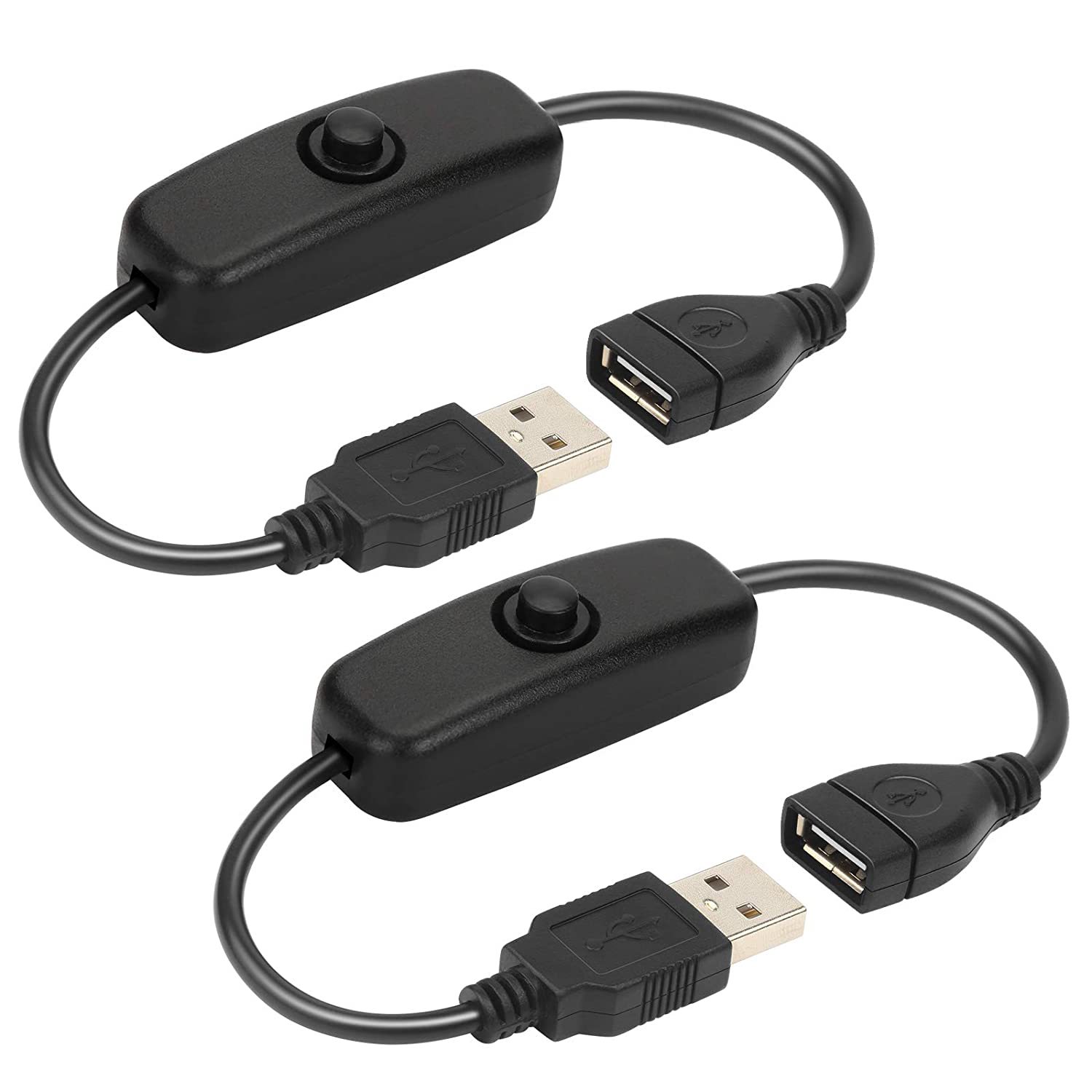 White and Black USB Male to Female Extension Cord with 501 Button Switch USB Cord USB Switch Charging Cord LED Strip Cord