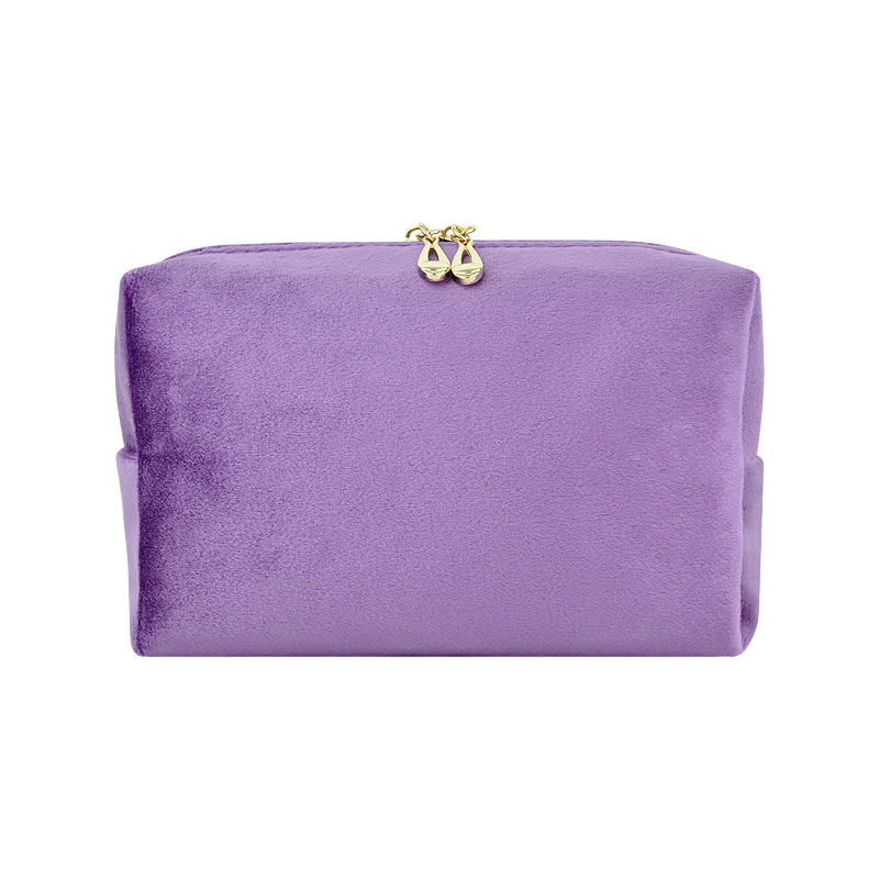 Dopamine Color Plush Octagonal Cosmetic Bag Portable Velvet Clutch Simple Toiletries Storage Bag