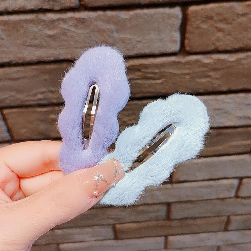 Autumn and winter cute clouds wave plush hairpin girl bangs hairpin children BB side clip furry headwear super cute