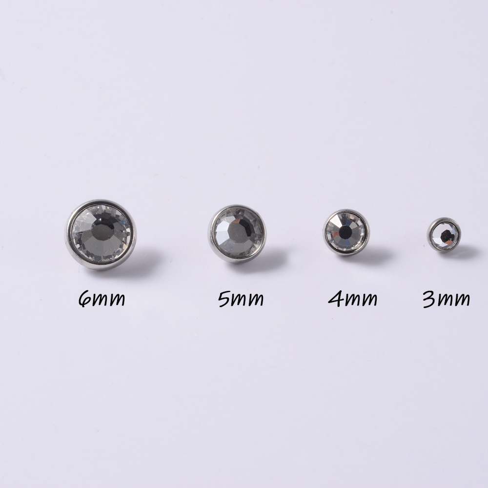 Cross-border stainless steel bag drill bone nail head multicolor clasp nail skin grafting nail head simple puncture jewelry