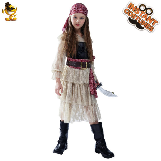 Halloween Girl Lace Pirate Dress Girl Pirate cos Party Costume Pirate Stage Performance Dress