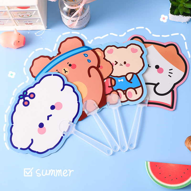 Summer special-shaped long handle hand fan children's hand-held fan cartoon cute small fan stall push gift