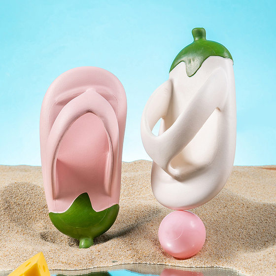 Internet Red Eggplant Thick Bottom Clip Flip-Flops Summer New Indoor and Outdoor Soft Bottom Stomp Feeling Bread Parent-Child Sandals