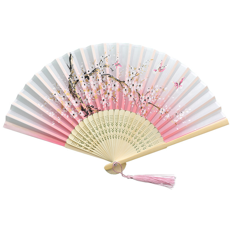Fan Folding Fan Antique Chinese Style Women's Hanfu Cheongsam Dance Children's Students Summer Portable Folding Small Fan
