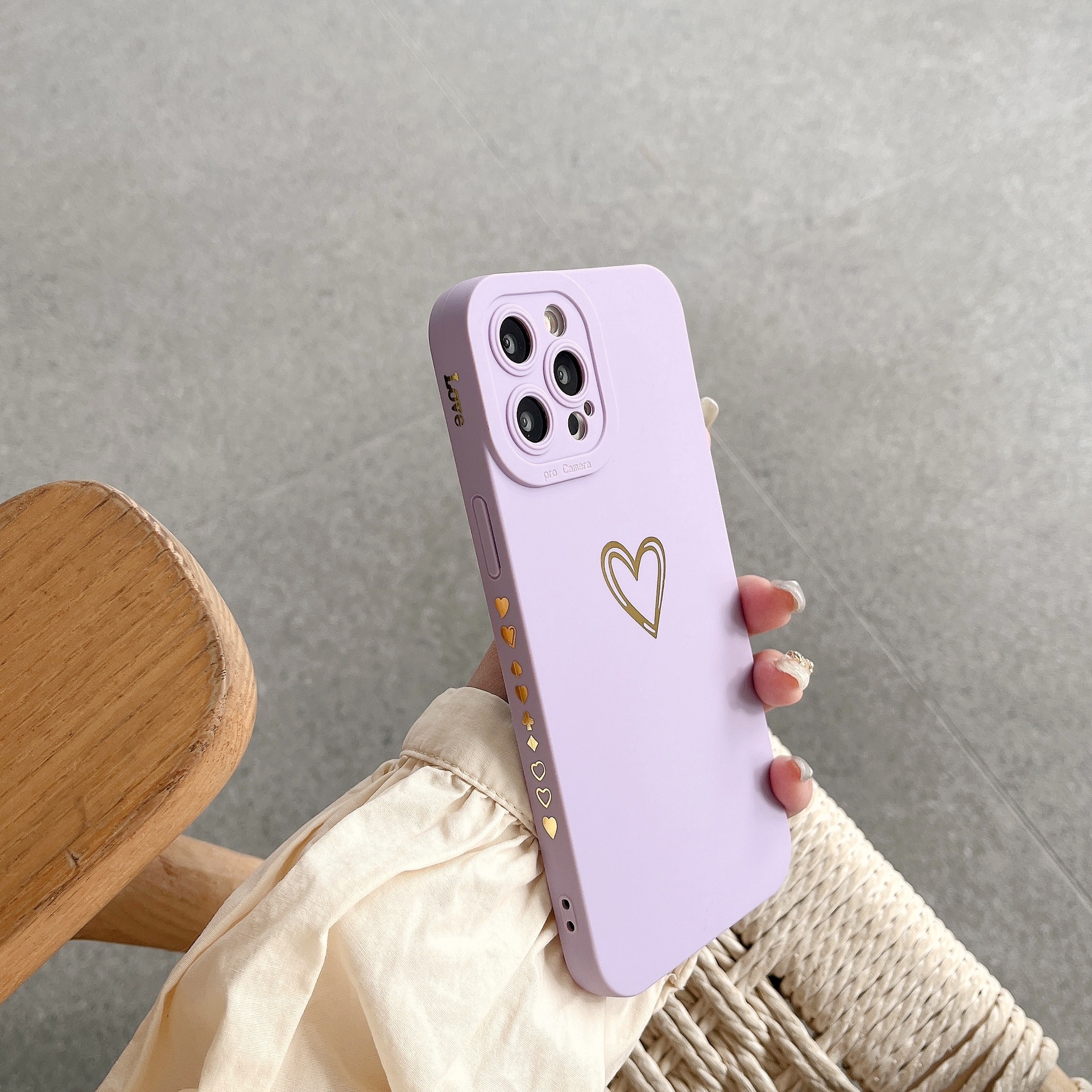 燙金線條愛心適用iPhone14側邊圖案13直邊蘋果15手機殼保跨境max