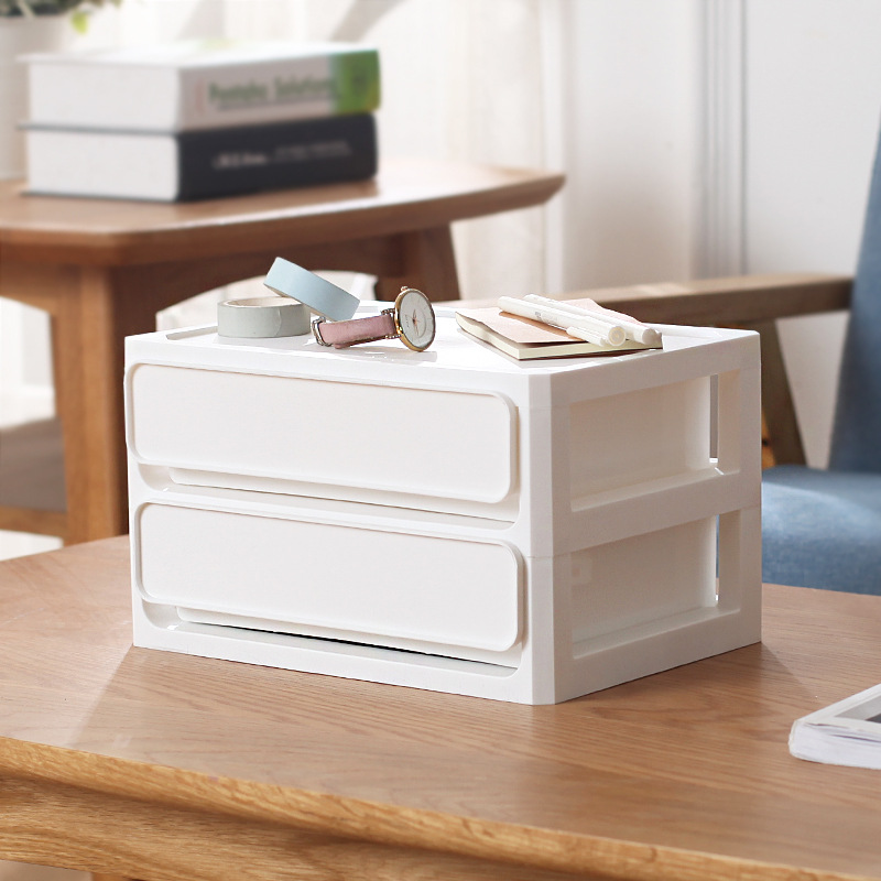 Desktop Storage Box Drawer-type Home Office Filing Cabinet Student Dormitory Sundries Storage Box Dust-proof Stacked