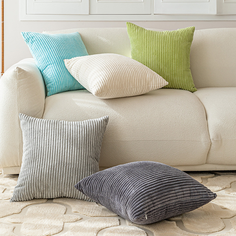Nordic Light luxury style home hotel solid color straight striped pillow cushion cover classic all-match pillow case without core