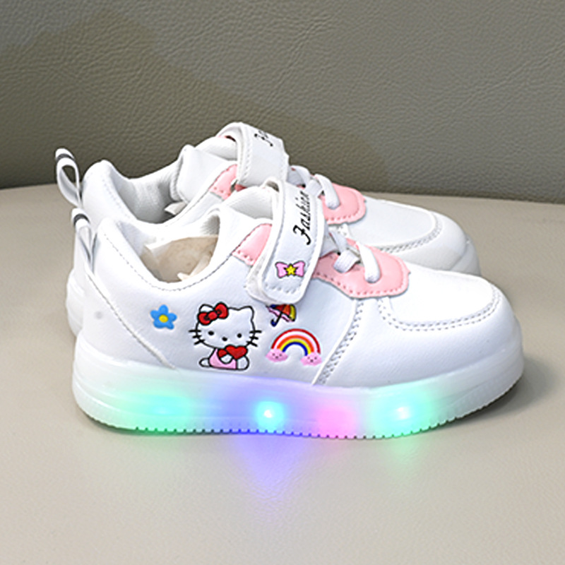 Autumn Princess Light board shoes small white shoes girls shoes baby soft bottom non-slip toddler shoes girls cartoon children's shoes