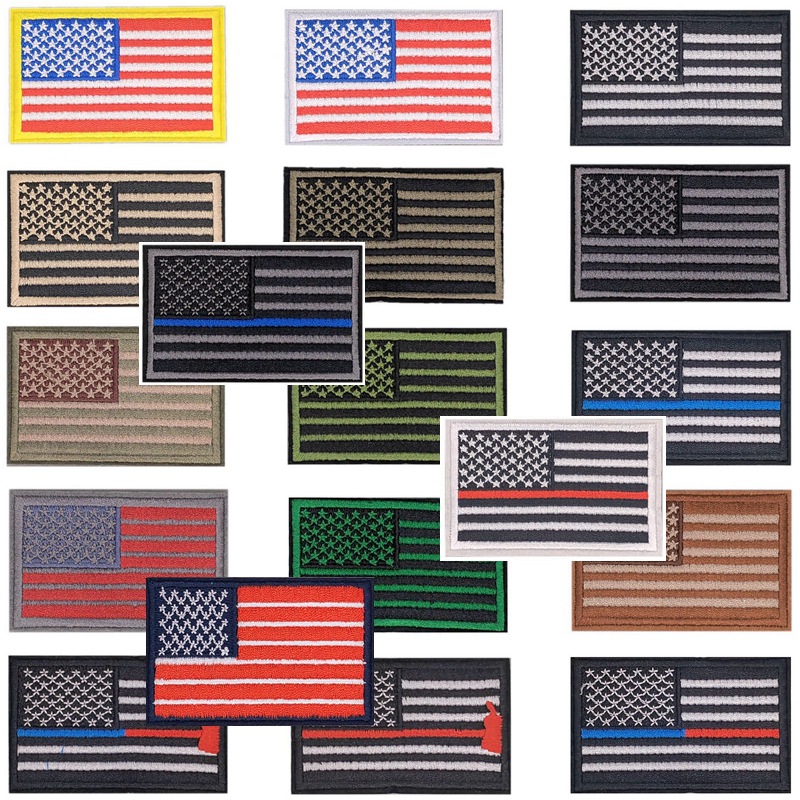 Jianxing spot cross-border US flag hook and loop adhesive computer embroidery label embroidery cloth sticker bag hat sticker