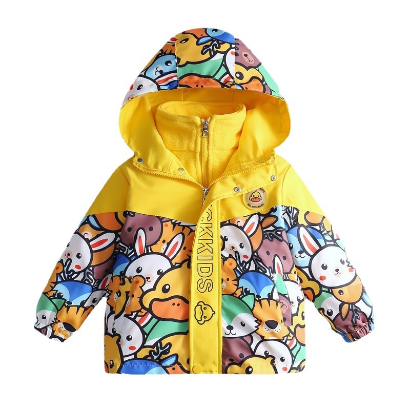 Yellow Duck Three-in-One Genuine Spring and Autumn Coat Boys and Girls Spring Clothing Children's Clothing Two-Piece Windbreaker Outdoor