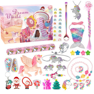 2023 Amazon Christmas Calendar Countdown Blind Box Unicorn Ice and Snow Jewelry Girls Holiday Gift Toy