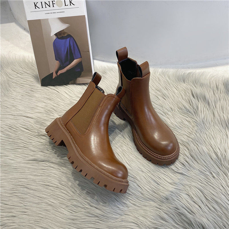 Cigarette Boots Martins Women's 2023 New Autumn and Winter Velvet Thickened Bottom Explosions Smoke Tube Chelsea Thin Ankle Boots