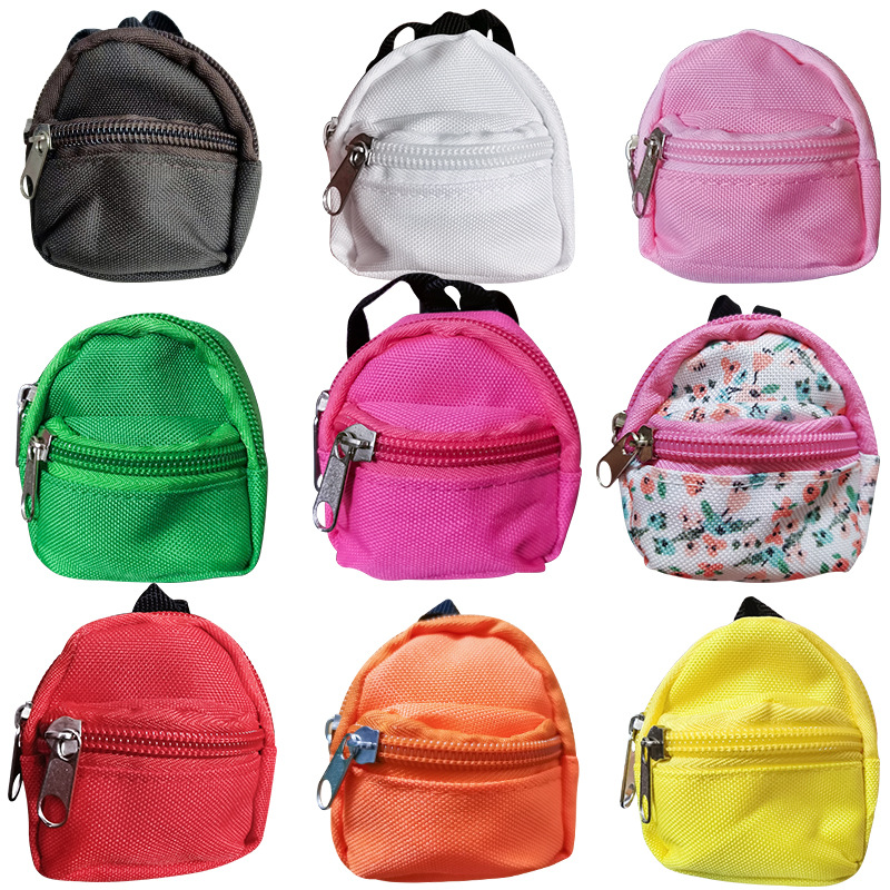 Toy doll canvas small bag small bu Backpack 6 bjd double zipper change canvas bag 8X7cm