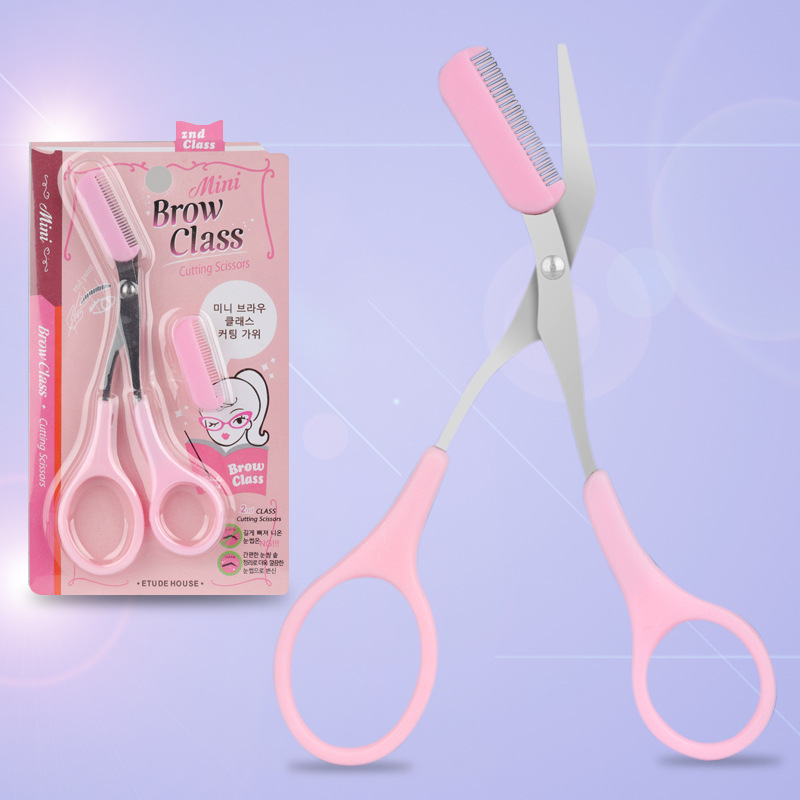 Factory wholesale eyebrow scissors with comb beauty scissors eyebrow trimmer comb scissors makeup tools small scissors