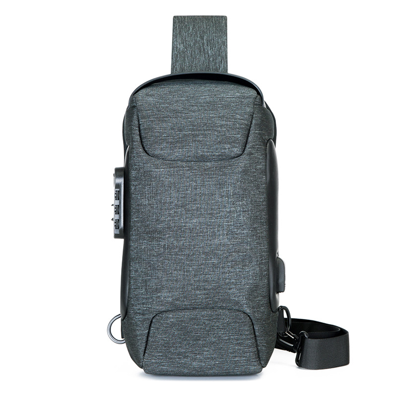 Chest Bag Men's New Canvas Casual Crossbody Bag Shoulder Bag Men's Chest Bag usb Charging Sports Chest Bag Trendy