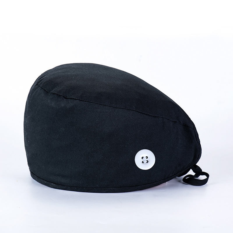 Surgical cap solid color pure cotton plus buckle plus sweat towel Hemming lace-up cap towel men's and women's work cap sanitary cap foreign trade