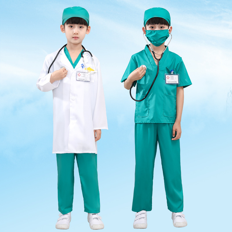 Children's White Coat Nurse Clothing Small Doctor's Surgical Clothing Children's Anti-Epidemic Male and Female Children's Retrograde Dance Performance Clothing