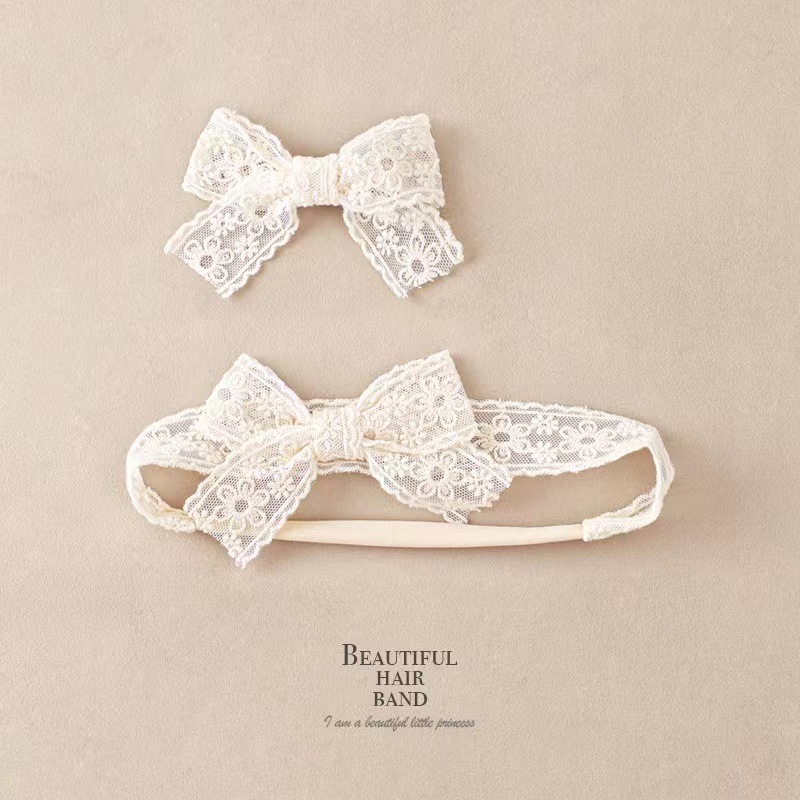 Korean style baby hair band baby girl bow lace headband one month old hundred days Princess headdress