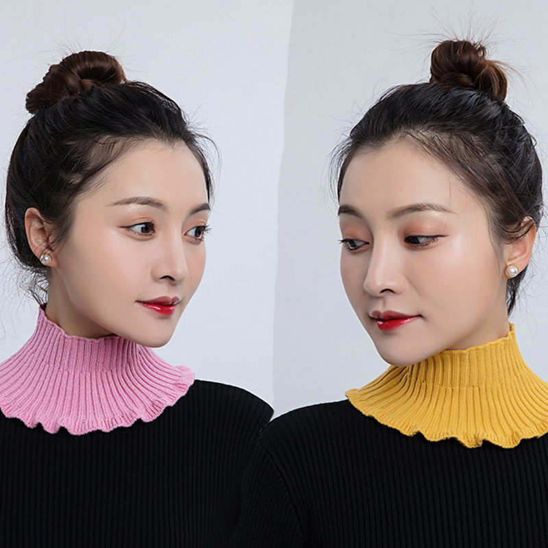 Spring Autumn and Winter Scarf Sweater Neck Protection Neck Sleeve Knitted Pullover Scarf Single Layer Middle Collar Thin Winter Holiday Collar
