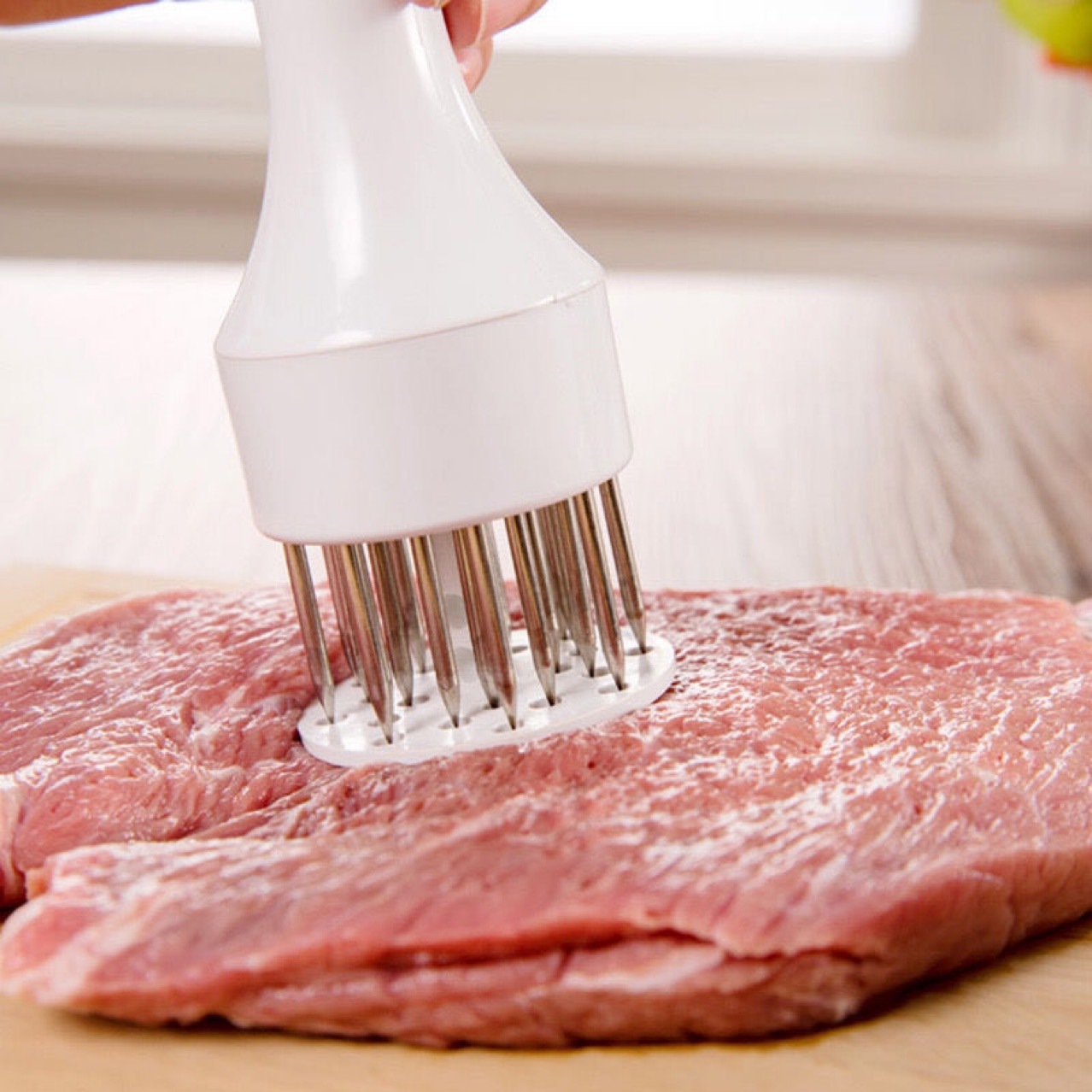 Household stainless steel steak hammer pine meat needle household meat tenderizer hole breaking rib device tapping meat hammer meat clamping needle