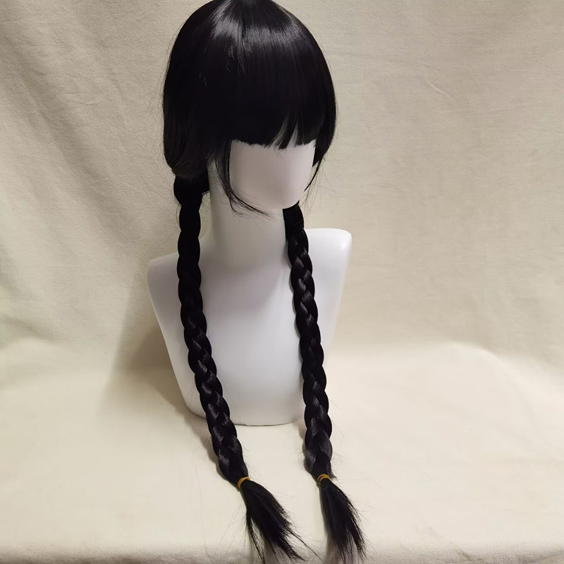 American drama three wigs Adams wig anime wig black double ponytail braid wig week