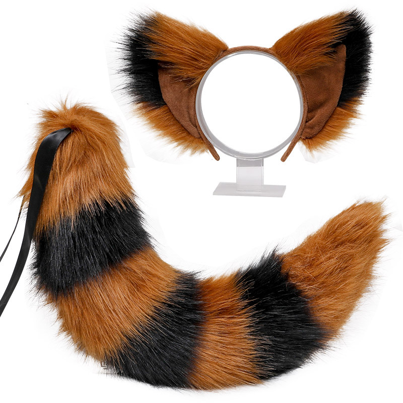A generation of hair plush beast ear KC headdress cosplay tail accessories hand made Fox ear hairband fox tail suit