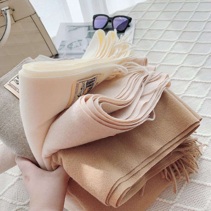 Cashmere scarf feel winter warm couple solid color cashmere scarf long tassel High sense monochrome shawl