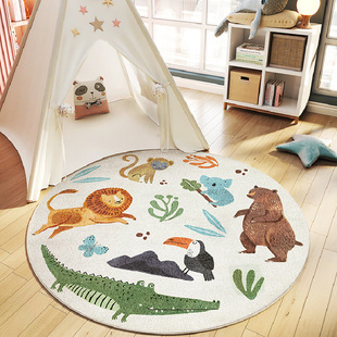 Cross-border Round Carpet Cute Animal Cartoon Floor Mat Children's Room Bedroom Bedside Blanket Living Room Coffee Table Floor Mat