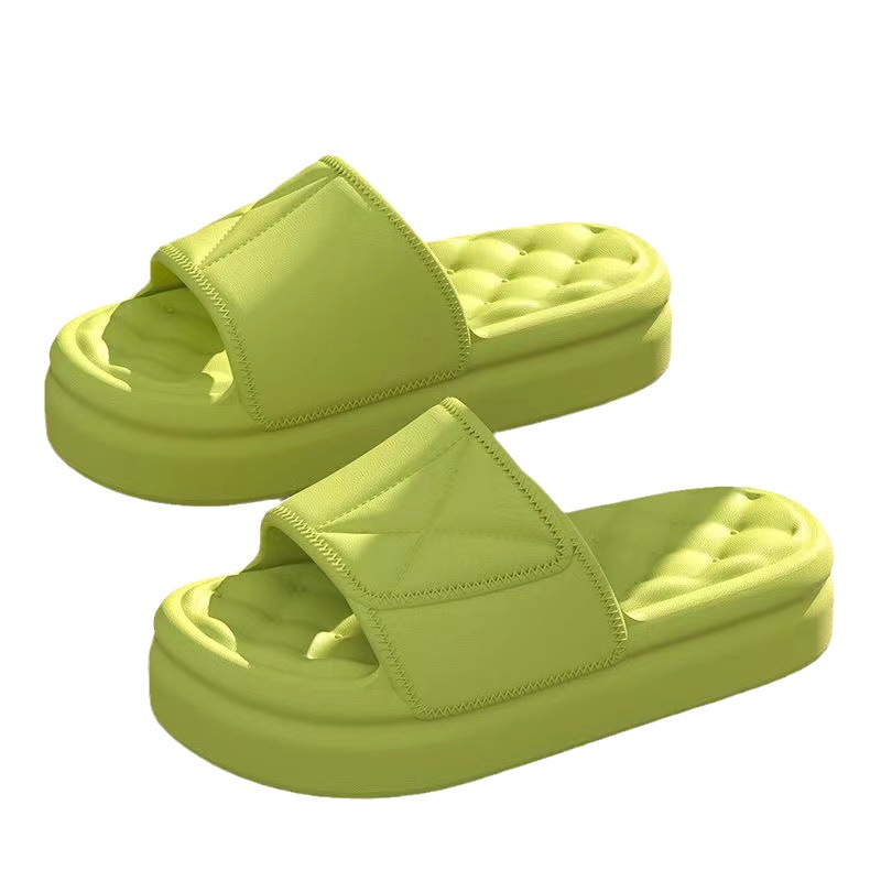 New EVA Slip-on Feeling Sandals and Slippers for Couple Summer Outfit Korean Style Instagram Home Use Thick Slippers for Men and Women