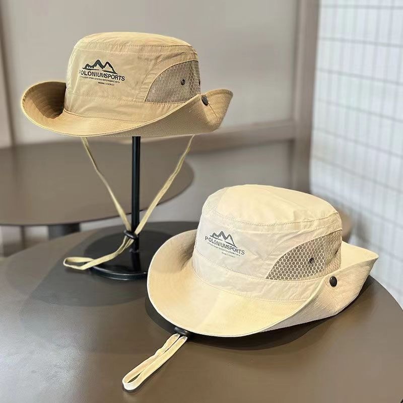 Mountain Camping Drawstring Fisherman Hat Sun Shade Hiking Sun Protection Outdoor Mountaineering Fishing Hat Western Cowboy Hat