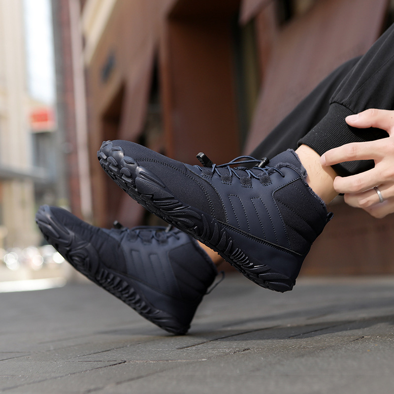 Winter new warm cotton-padded shoes for couples outdoor leisure hiking sneaker fleece-lined thickened mid-top men's snow boots
