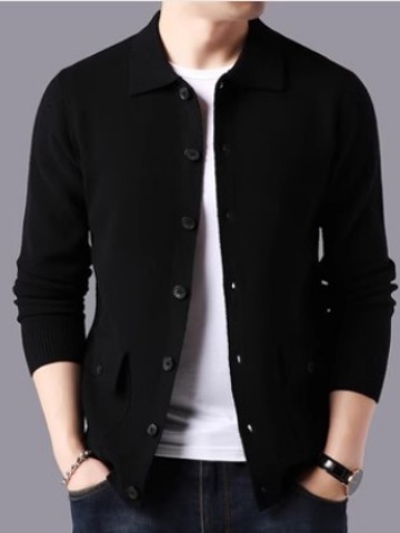 Autumn and Winter foreign trade Men's new lapel cardigan sweater Korean slim men's solid color casual sweater jacket coat