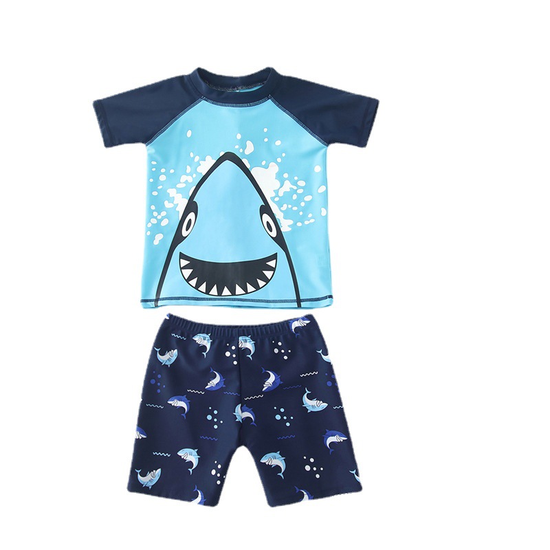New children's swimsuit boys' shark baby children's swimsuit boys' split swimming trunks sun protection swimsuit 2024