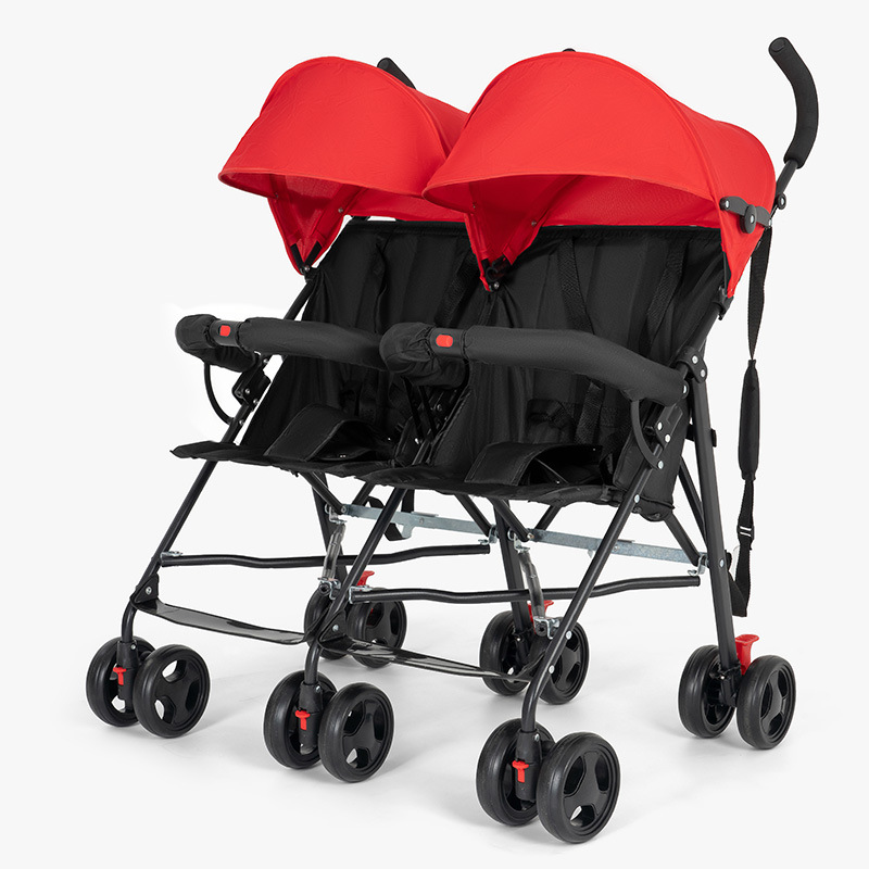 Twin Baby Stroller Ultra-light Two-person Folding Umbrella Stroller Two-child Stroller Large and Small Baby Dragon and Phoenix Trolley