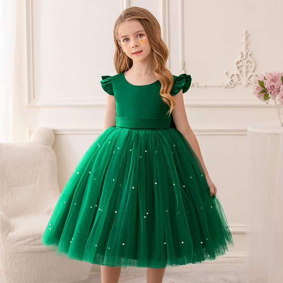 Girls' Princess Dress Pompous Dress Flower Girl's Dress Children's Piano Costume Host Costume Little Girl's Dress